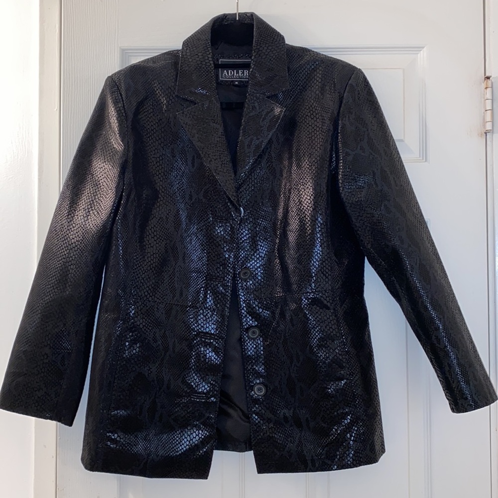 Snakeskin leather jacket.